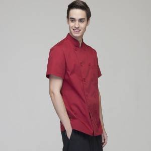 DOUBLE BREASTED SHORT SLEEVE STAND COLLAR CHEF COAT FOR HOTEL AND RESTAURANT CU104D0400E