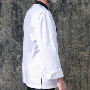 Hidden Placket Contrast Color Long Sleeve Dress Pleats Chef Jacket For Hotel And Restaurant U112C0201C
