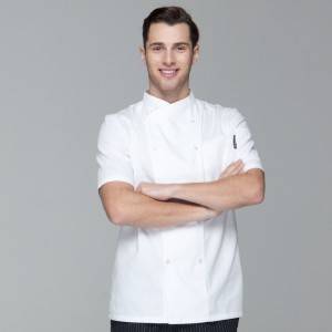 Double Breasted Cross Collar Short Sleeve Chef Uniform Anc Chef Jacekt For Restaurant And Hotel CU102D0200F