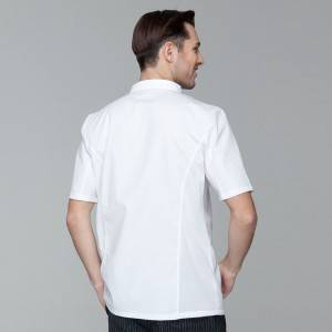 Double Breasted Cross Collar Short Sleeve Chef Uniform Anc Chef Jacekt For Restaurant And Hotel CU102D0200F