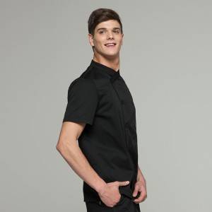 DOUBLE BREASTED SHORT SLEEVE CROSS COLLAR CHEF COAT AND CHEF JACKET FOR HOTEL AND RESTAURANT CU102D0100A