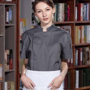 HIDDEN PLACKET SHORT SLEEVE FASHION DESIGN CHEF JACKET AND CHEF UNIFORM FOR HOTEL AND RESTAURANT CU155D5900A