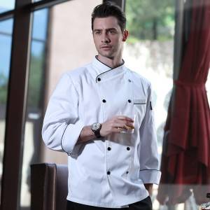 Double Breasted Cross Collar Long Sleeve Chef Uniform And Chef Coat For Culinary School CU102C0201C1