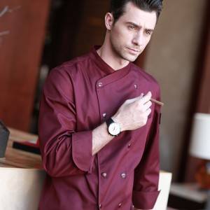 Double Breasted Long Sleeve Cross Collar Chef Jacket For Hotel And Restaurant U157C4700C