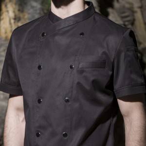 Double Breasted Cross Collar Short Sleeve Chef Uniform And Chef Jacket For Hotel And Restaurant CU102D0100C1