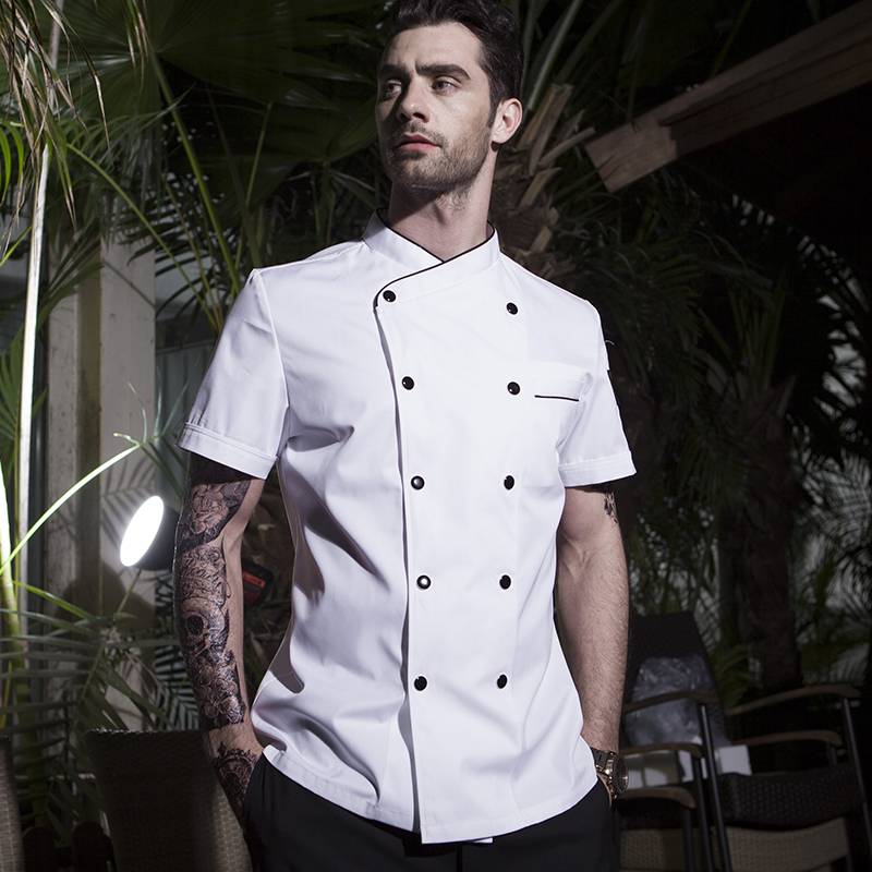 China Cheap price Black Chef Jacket - Double Breasted Cross Collar Short Sleeve Chef Uniform And Chef Jacket For Hotel And Restaurant CU102D0201C1 – CHECKEDOUT