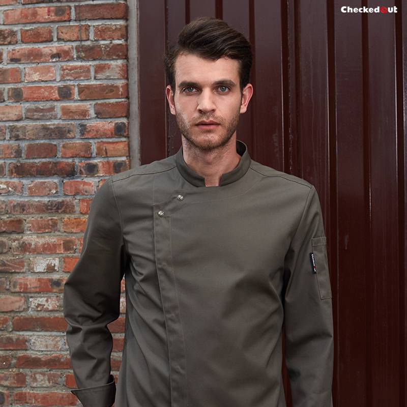 OEM/ODM Manufacturer Hotel Uniform Supplier - Stand Collar Long Sleeve Hidden Placket Chef Jacket For Hotel And Restaurant U166C3700C – CHECKEDOUT
