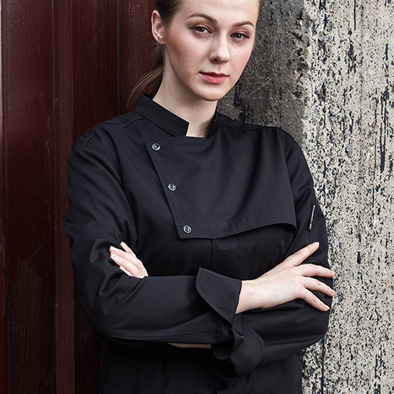OEM Customized Modern Chef Coats - Stand Collar Long Sleeve Hidden Placket Chef Jacket For Hotel And Restaurant U187C0101C – CHECKEDOUT