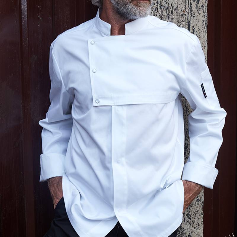 Well-designed Chef Uniform - Stand Collar Long Sleeve Hidden Placket Chef Jacket For Hotel And Restaurant U187C0202C – CHECKEDOUT