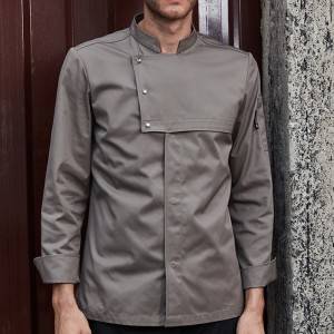Stand Collar Long Sleeve Hidden Placket Chef Jacket For Hotel And Restaurant U187C3701C