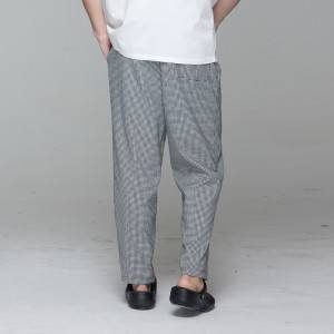 Unisex black white grid chef pants for kitchen work U202C8500H