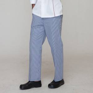 Unisex blue and white grid chef pants for kitchen work U205C6800H