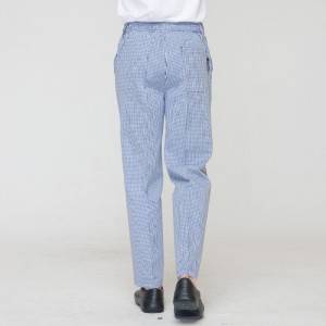 Unisex blue and white grid chef pants for kitchen work U205C6800H