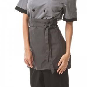 Gray Poly Cotton Waiter Short Waist Apron With Pockets U301S0500A