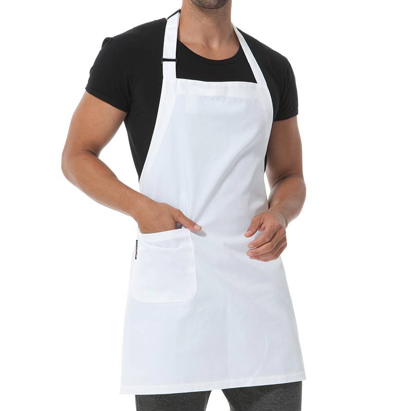 Reliable Supplier Trendy Chef Aprons - WHITE BASIC POLY COTTON BIB CHEF APRON WITH ONE POCKET U304S0200A – CHECKEDOUT