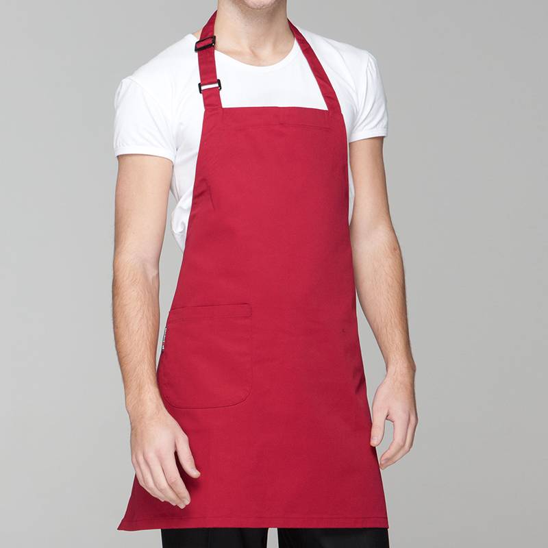 Factory selling Christmas Chef Hat And Apron - WINE RED BASIC POLY COTTON BIB CHEF APRON WITH ONE POCKET U304S0400A – CHECKEDOUT