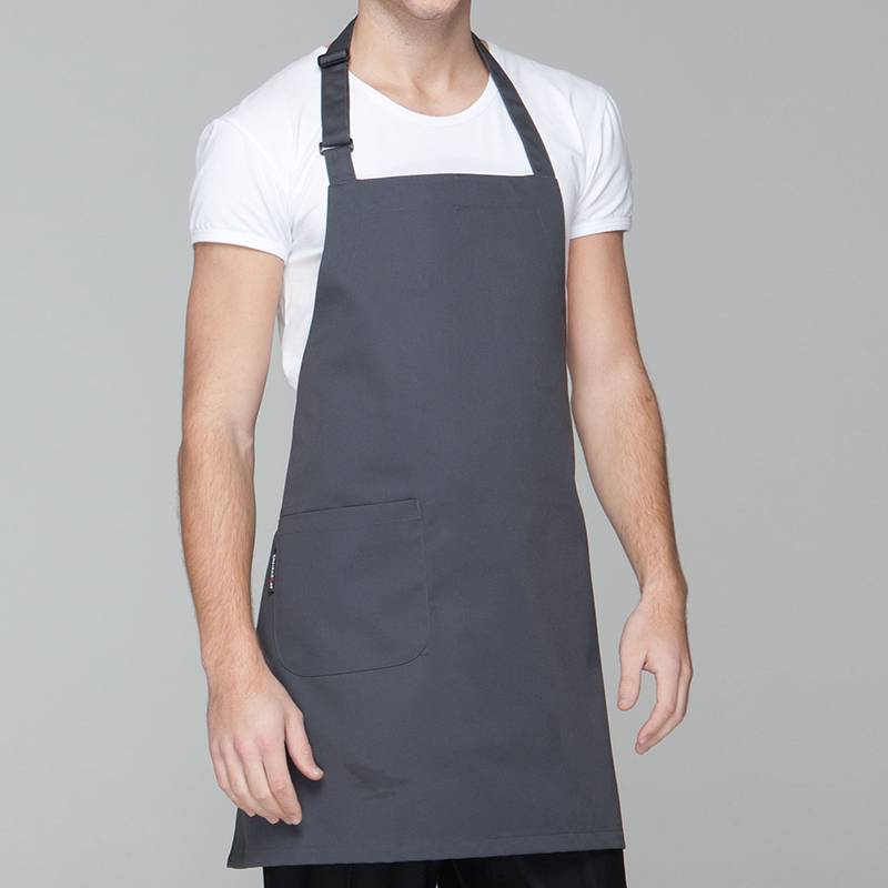 factory low price Youth Chef Hat And Apron - GRAY BASIC POLY COTTON BIB CHEF APRON WITH ONE POCKET U304S0500A – CHECKEDOUT