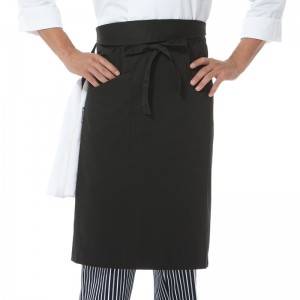 Black Poly Cotton Waiter Long Waist Apron With One Pocket U306S0100A