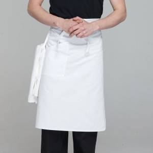 White Poly Cotton Waiter Long Waist Apron With One Pocket U306S0200A