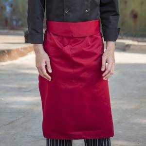 Wine Red Poly Cotton Waiter Long Waist Apron With One Pocket U306S0400A