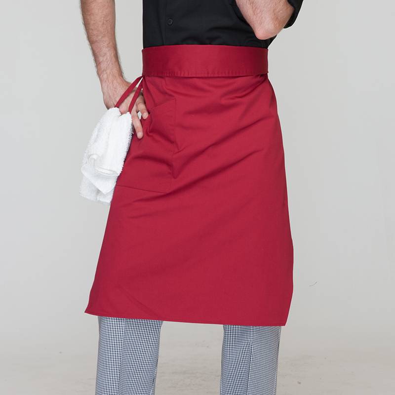 Chinese wholesale Coffee Apron - Wine Red Poly Cotton Waiter Long Waist Apron With One Pocket U306S0400A – CHECKEDOUT