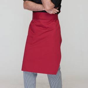 Wine Red Poly Cotton Waiter Long Waist Apron With One Pocket U306S0400A
