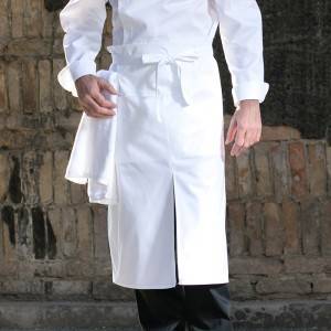 White Poly Cotton Chef Long Waist Apron With Pockets U311S0200A