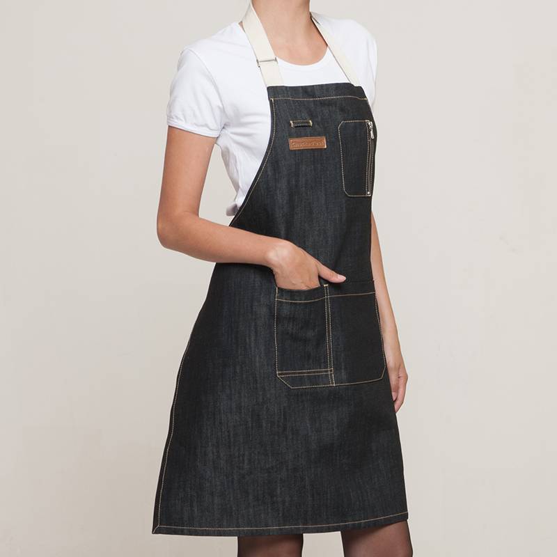 Factory Price For Chef Hat And Apron Personalized - BLACK DENIM BIB APRON WITH POCKETS U335C3913T – CHECKEDOUT
