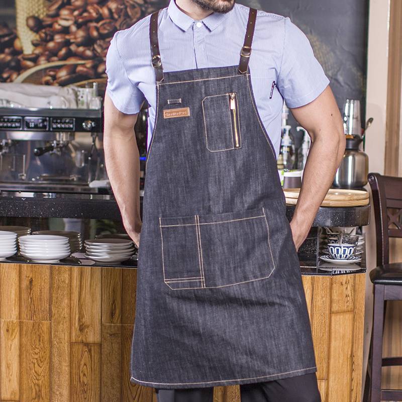 2020 New Style Chef Apron Leather Strap - BLACK DENIM LEATHER BIB CROSS BACK APRON WITH POCKETS U335C39P2T – CHECKEDOUT