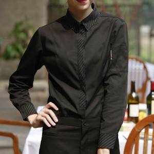 Polyester Cotton Classic Long Sleeve Slim Fit waitress uniform Shirt CW167C0181E