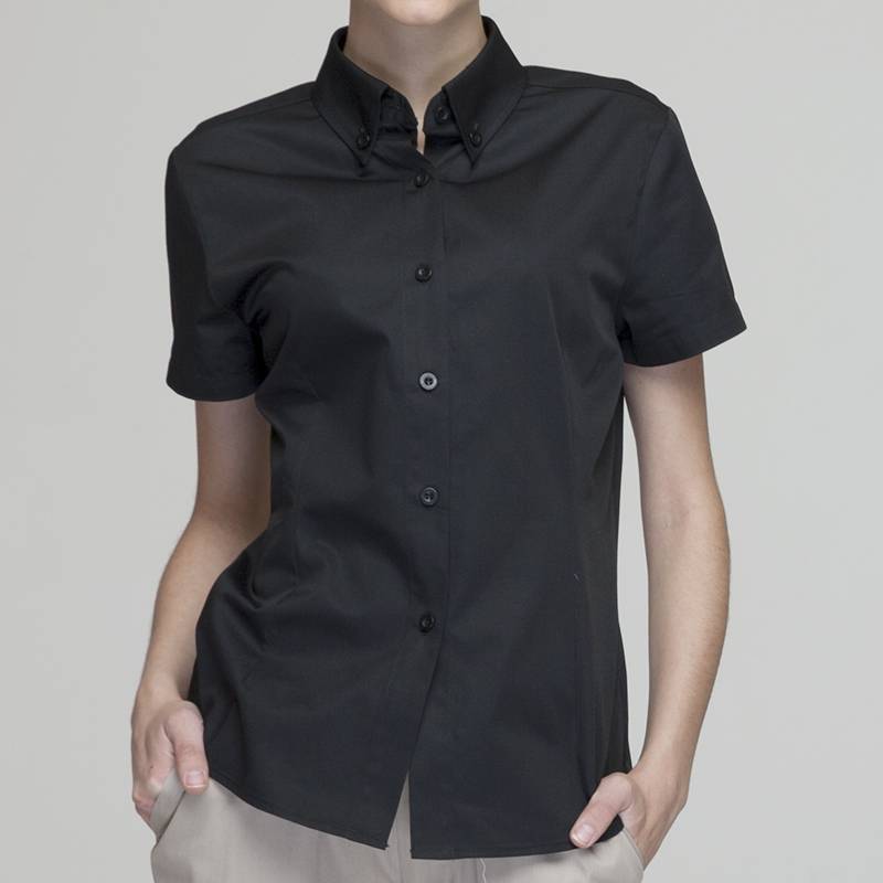 China BLACK Polyester Cotton Classic Short Sleeve Slim Fit waitress ...