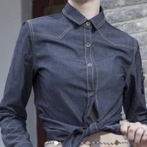 Polyester Cotton Classic Long Sleeve Slim Fit waitress uniform Shirt CW193C4100T2