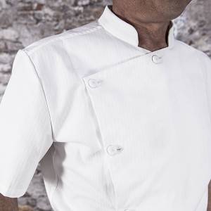 High cotton short sleeve chef uniform with cloth cover buttons