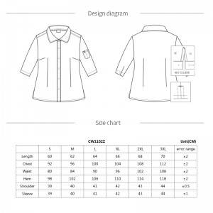 Gray Polyester Cotton Classic Half Sleeve Slim Fit waitress uniform Shirt CW1102Z059000T4