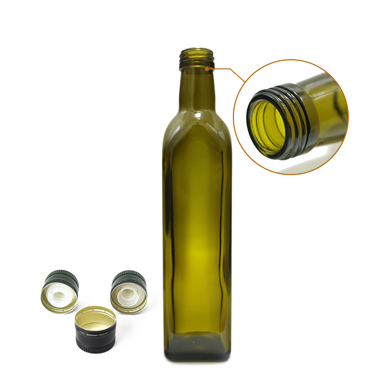 Dark green and brown olive oi glass bottle /cooking oil glass bottle