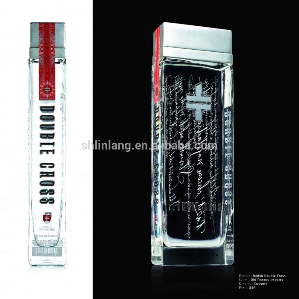 China Shanghai Linlang 50ml Decal Double Cross Vodka Spirit Glass Bottle Manufacturer And Supplier Linlang