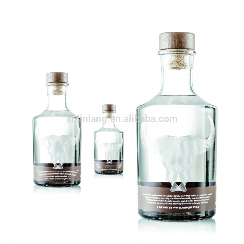 Shanghai linlang Transparent top grade quality clear 75cl glass material gin bottles