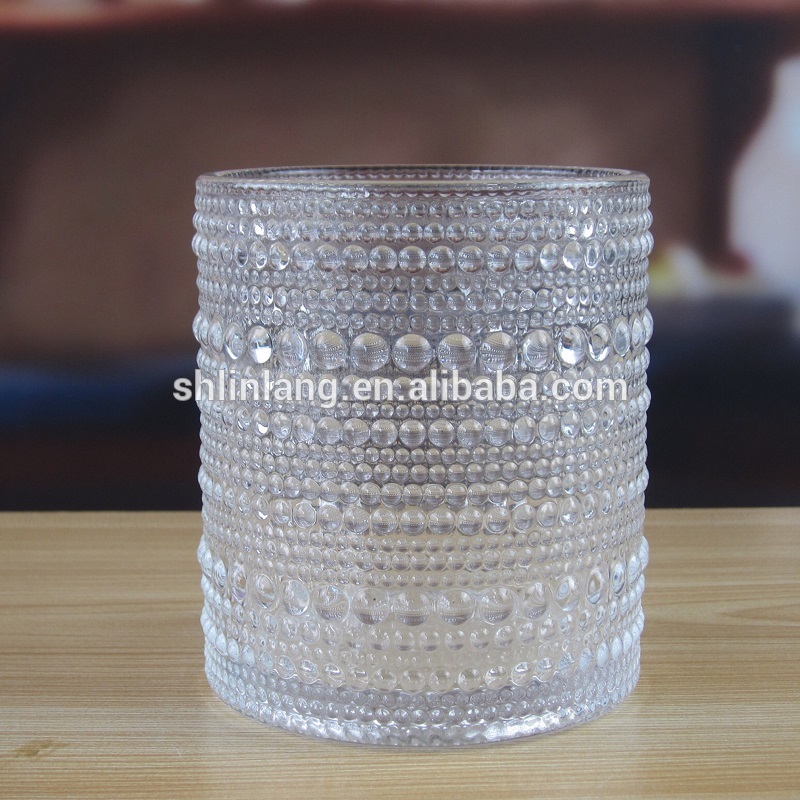 China Shanghai Linlang Unique Pattern Embossed Clear Candle Jars