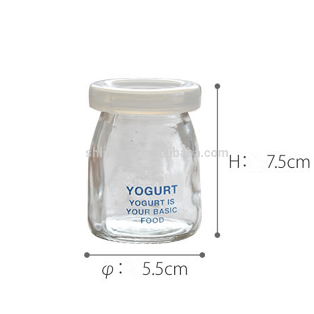 Shanghai linlang In stock 100ml yogurt glass jar pudding glass bottle