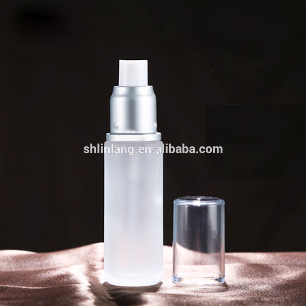 shanghai linlang 200ml white frosted glass cream bottle with pump 200 ml glass cosmetic bottle
