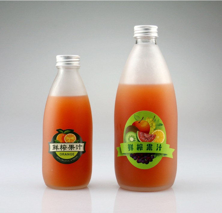 Custom 250ml 500ml Clear Frosted Fruit Juice Drink Bottle Glass Beverage Bottles Wholesale