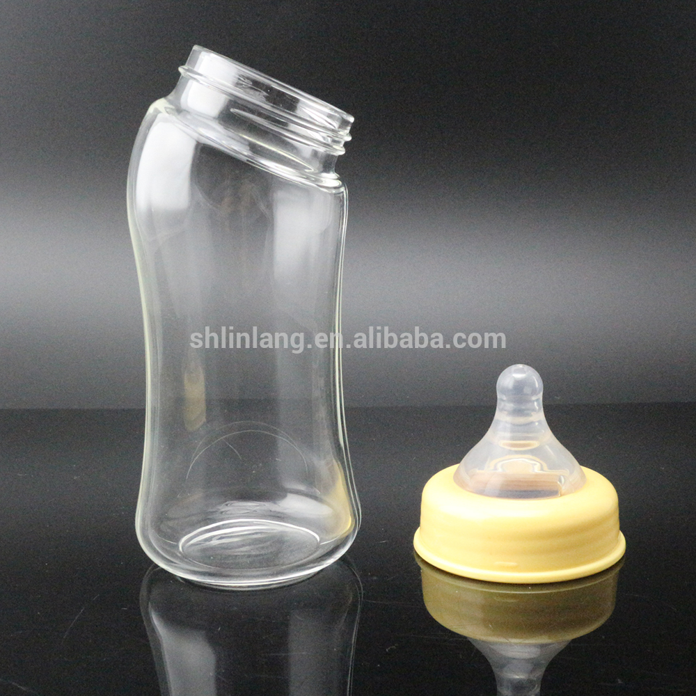 Wide Neck Safe Toughened glass baby bottle Anti-shock Baby Feeding Bottle Glass Baby Bottle