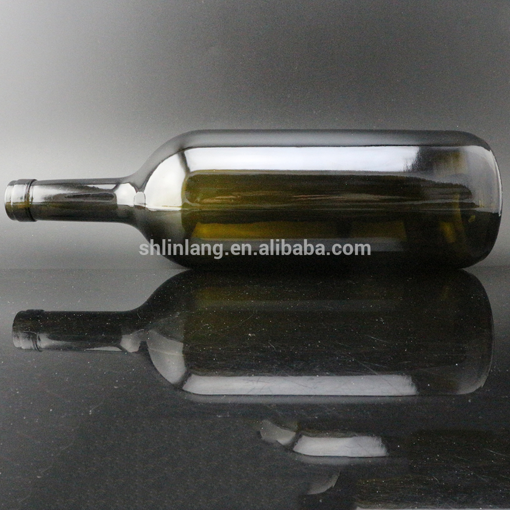 Shanghai Linlang Wholesale 5 liter cork finish bordeaux antique green wine bottle