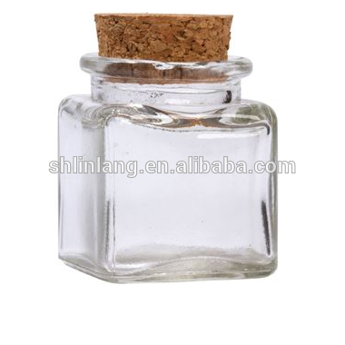 China Suppliers 24oz 12.5 oz 10 oz 1.4 oz Square Glass Flint Cork Top Jar
