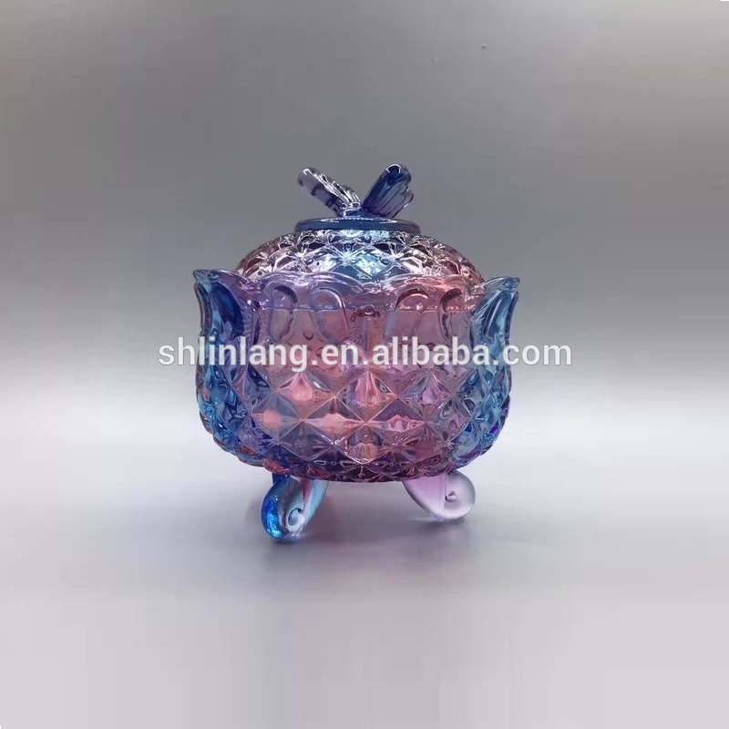 China Linlang Hot Sale Luxury Candle Jars Royal Purple Geo Glass Candle  Jars Geo Cut Glass Jars For Candle Making Manufacturer and Supplier