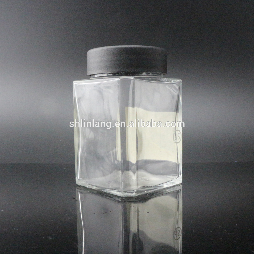shanghai linlang 230ml 380ml 540ml clear large jars glass honey pots with lids wholesale
