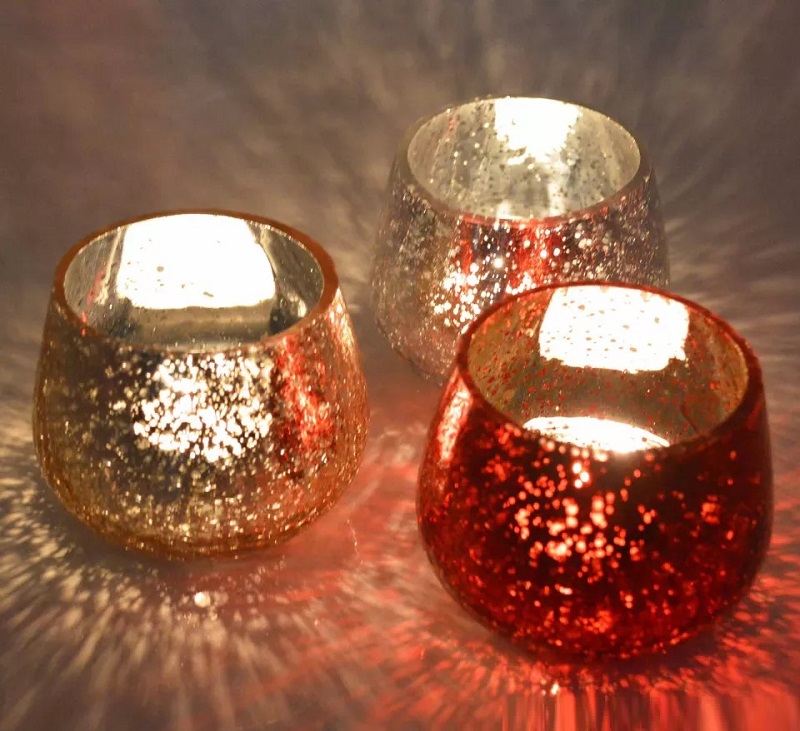 China Shanghai Linlang Wholesale Unique Red Mercury Glass Candle Holder Cra...