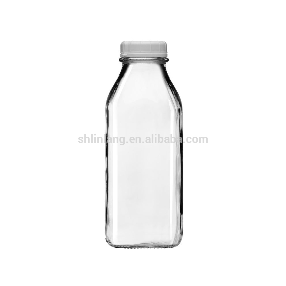 Shanghai linlang wholesale glass milk bottle glass with plastic lid