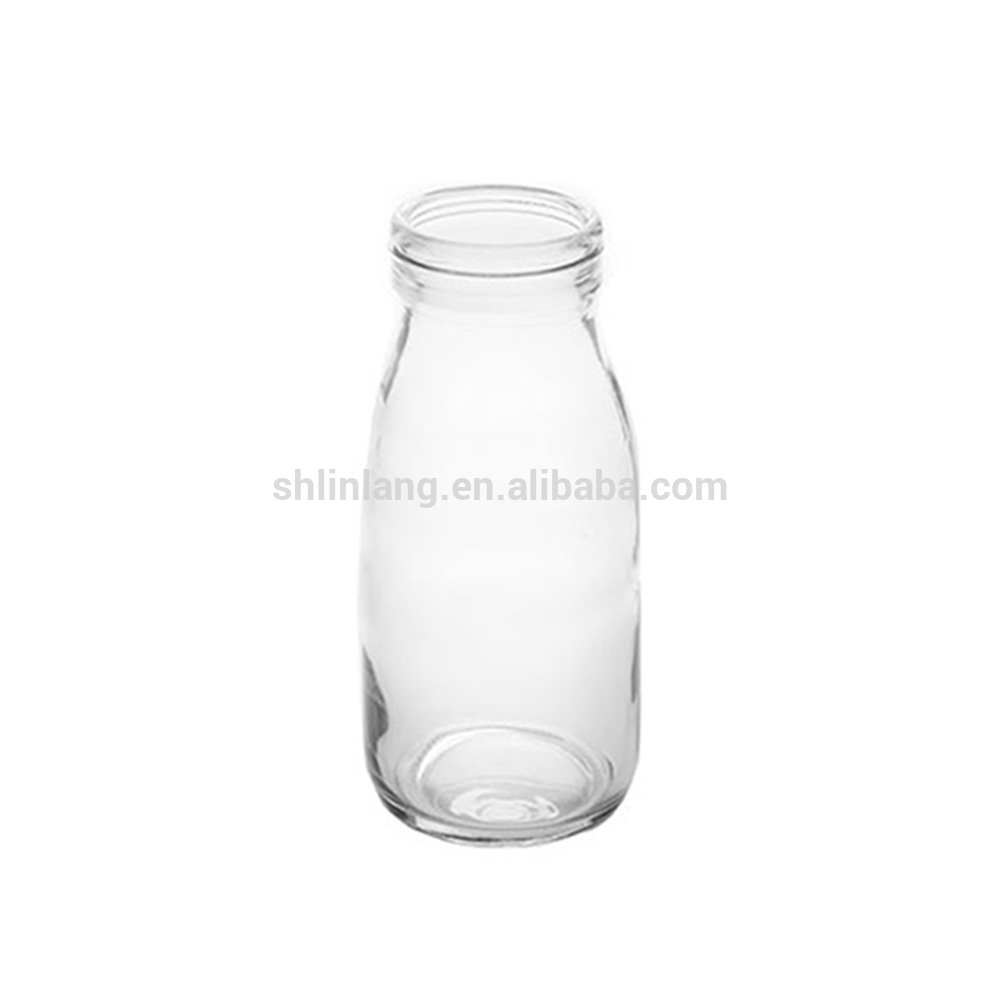 Shanghai linlang Clear Milk Glass bottle 3OZ 6OZ 8OZ 16OZ Juice bottle for for Food Grade beverage