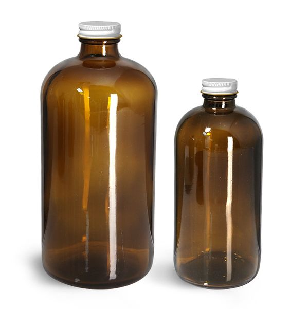 16Oz Amber Glass Bottles with Tight Seal Caps, Brown Glass Bottles Boston Round Featured Image